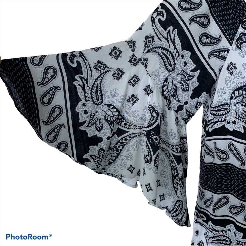 JEALOUS TOMATO Womens Size S Black White Boho Print Swim Cover Up Dress - Picture 4 of 9